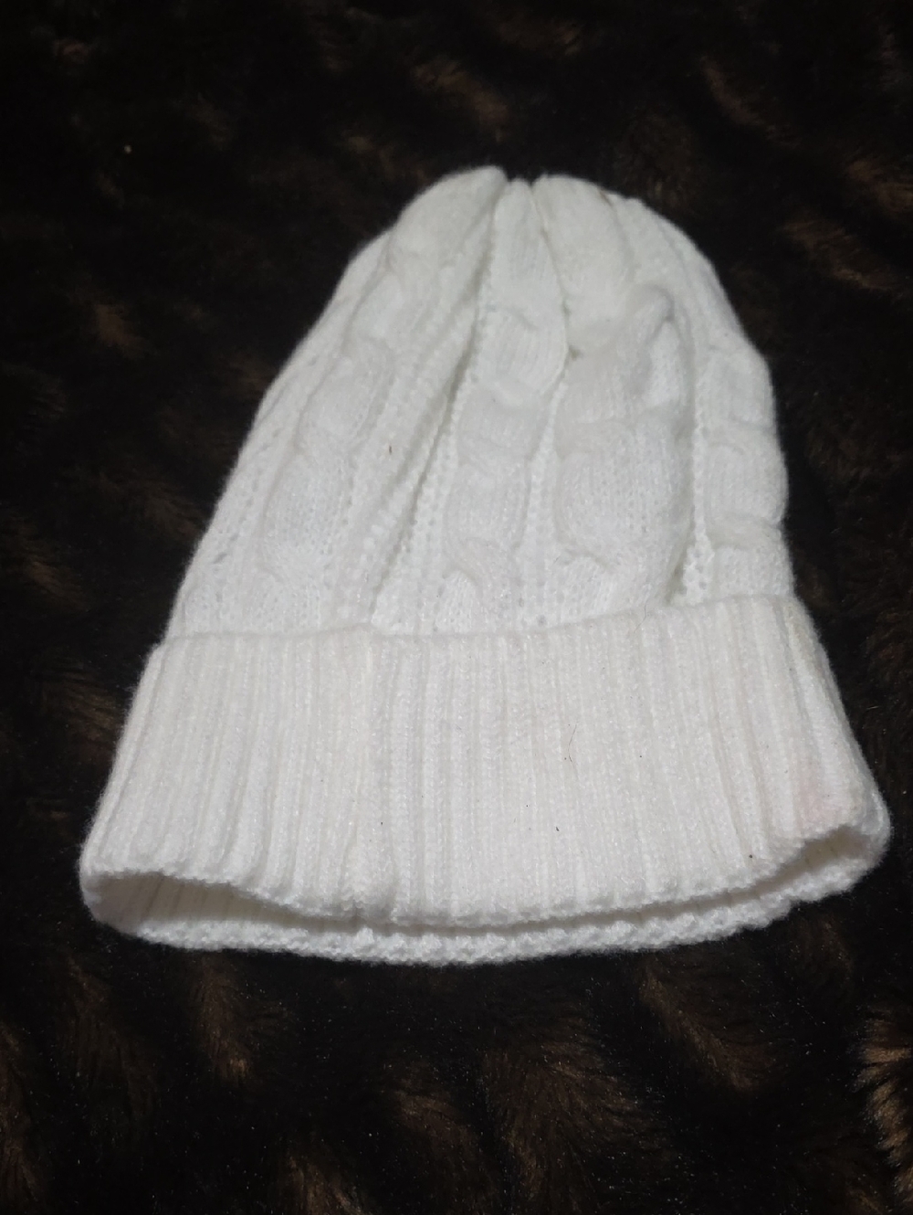 New Cable Knit Beanie Hat in White